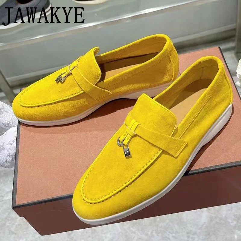 

Quality Women Loafers Suede Flat Shoes Leather Tassel Runway Designer Round Toe Casual Ballets Shoes Solid Slip-on Women Shoes