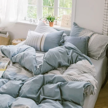 Home Textile Striped Simple Cotton Washed Cotton Bedding Set Boy Child Girl Adult Quilt Pillowcase Sheets
Home Textile Striped Simple Cotton Washed Cotton Bedding Set Boy Child Girl Adult Quilt Pillowcase Sheets