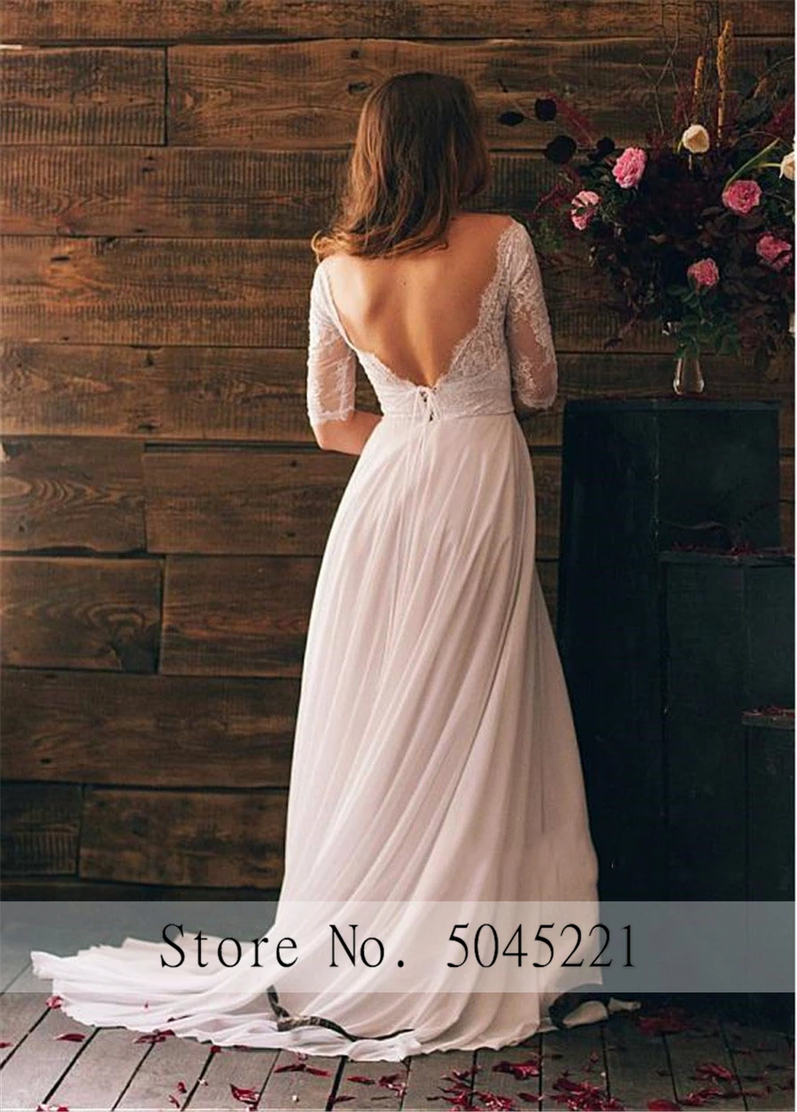 Fantastic-Chiffon-Bateau-Neckline-Floor-length-A-line-Wedding-Dresses-Half-Sleeves-Open-Back-Bridal-Dress (1)