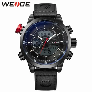 WEIDE Analog Quartz Watch Men Sport Watch Repeater Black LCD Display Leather Strap 3ATM Waterproof Mens Military Clock / WH3401
WEIDE Analog Quartz Watch Men Sport Watch Repeater Black LCD Display Leather Strap 3ATM Waterproof Mens Military Clock / WH3401
