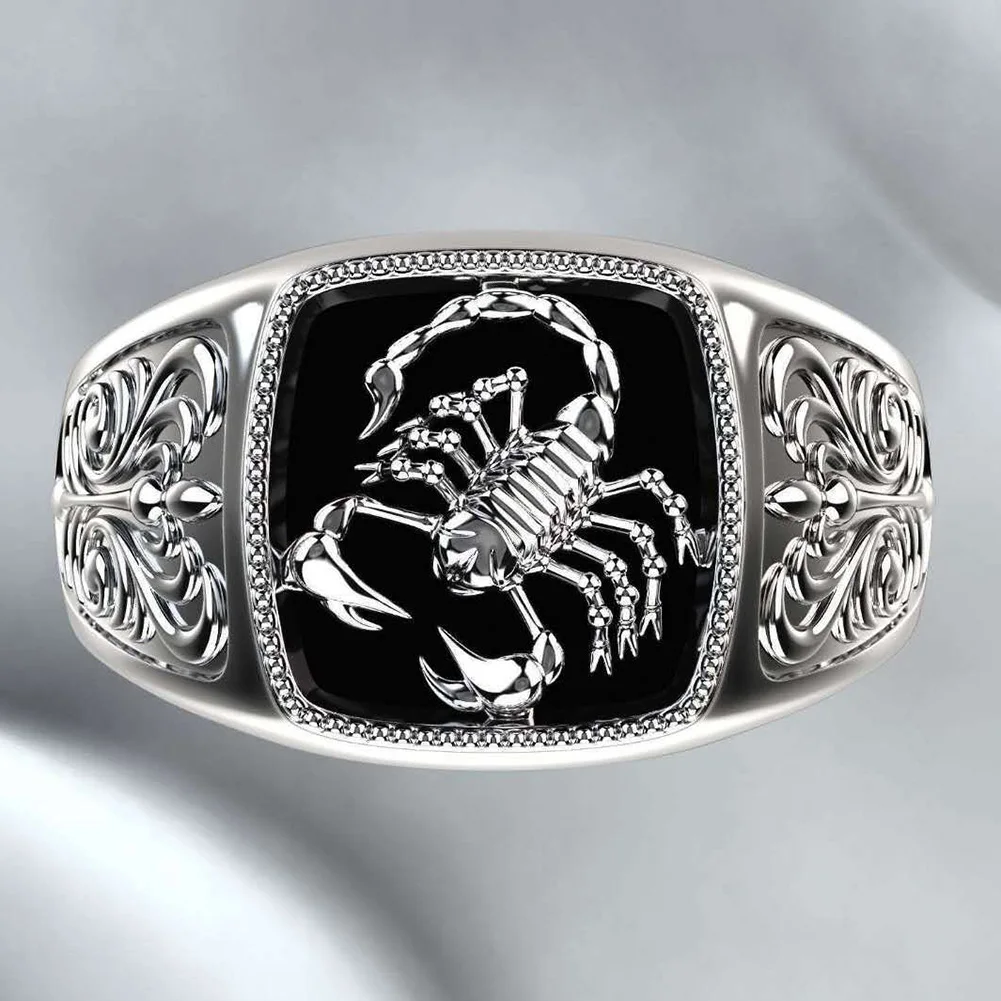 Men Scorpion Engraved Alloy Wide Finger Ring Birthday Club Party Jewelry Gift Finger Ring Men inger Ring Jewelry Gift Finger Rin