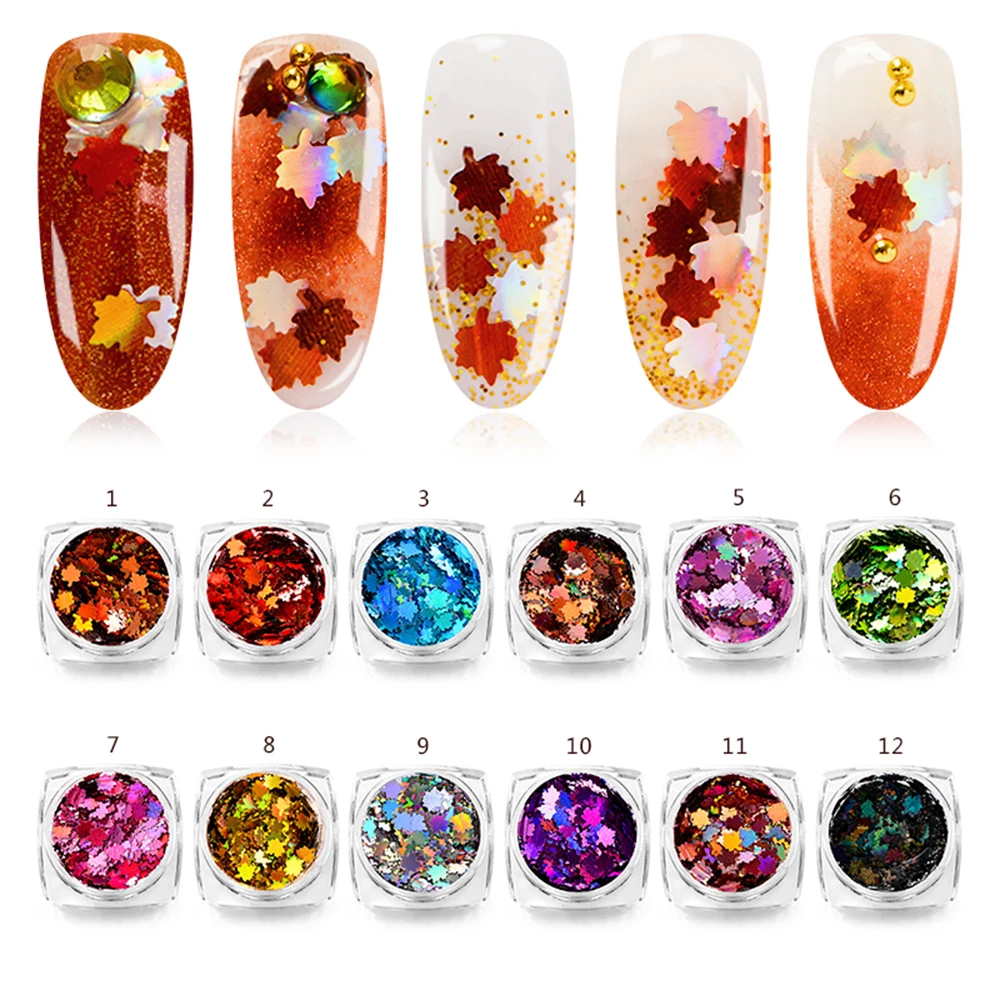 12pcs/set Maple Leaf Shape Nail Art Stickers Sequin Autumn Design Spangles Nails Laser Nail Art Decoration Nail Flake Applique
12pcs/set Maple Leaf Shape Nail Art Stickers Sequin Autumn Design Spangles Nails Laser Nail Art Decoration Nail Flake Applique