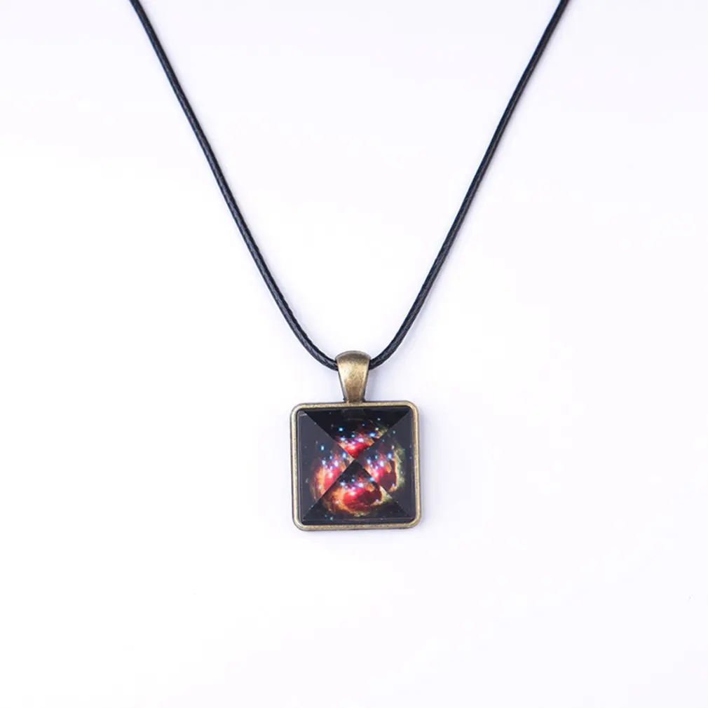 Luminous Star Series Necklace Crystal Pyramid Triangle Geometric Pendant Galaxy Dust Starry Night Glow in the Darkness Chic | Украшения и