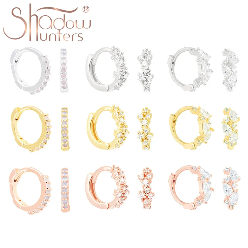 

SHADOWHUNTERS New 100% 925 Sterling Silver Opal Huggies Hoop Earrings Hot Crystal Hoop Earrings For Women Trendy Jewelry Arete