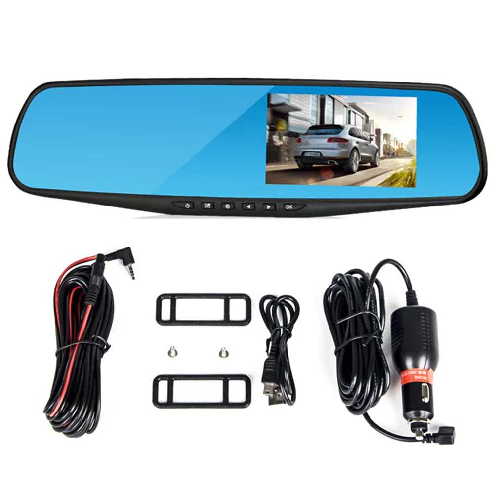 4 3 дюймов 1080P HD Автомобильный видеорегистратор зеркало 170 градусов