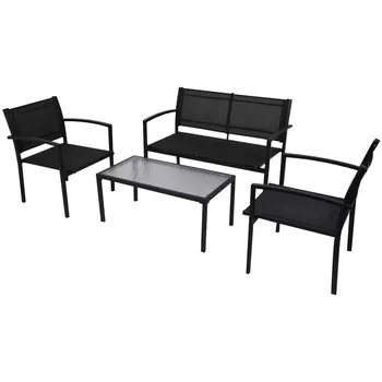 vidaXL 4 Piece Garden Lounge Set Textilene Black 42162
vidaXL 4 Piece Garden Lounge Set Textilene Black 42162