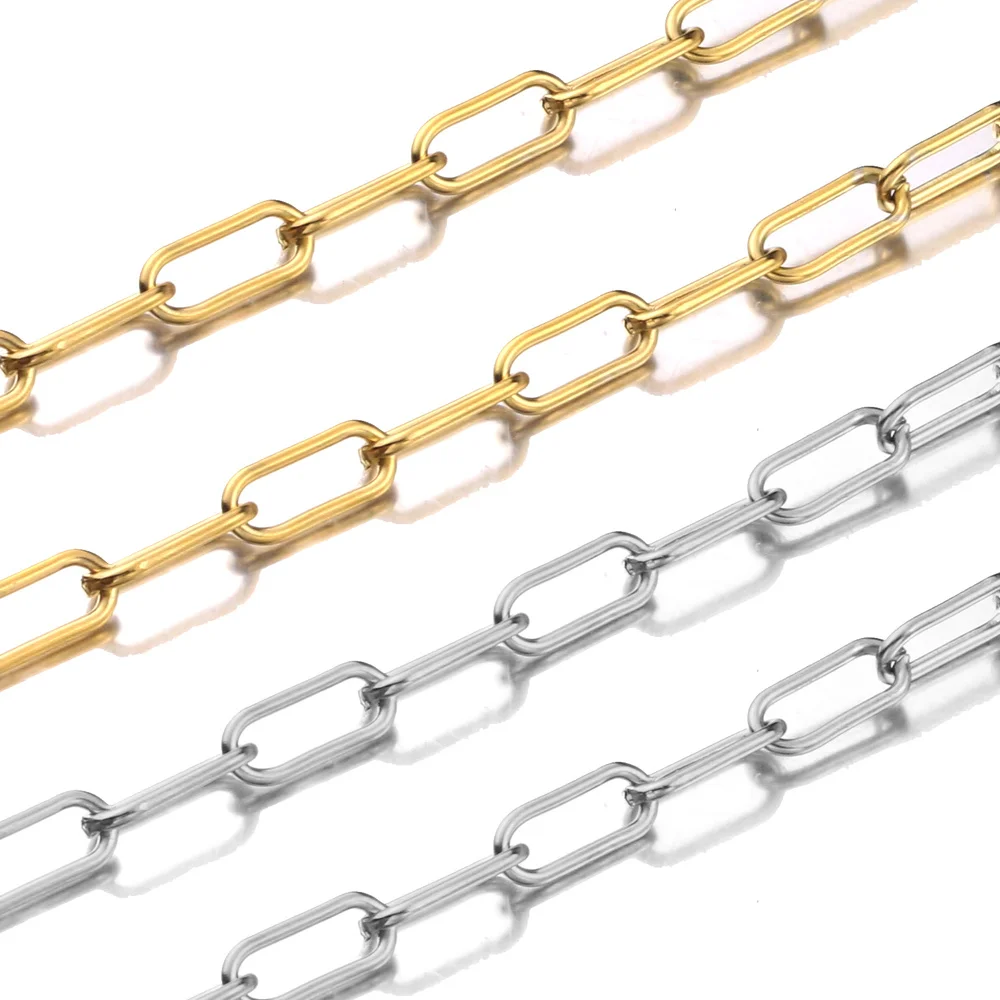 

1Meter 7mm Width Stainless Steel Gold Tone Rolo Cable Hip-hop Punk Chains for Jewelry Making Supplies Wholesale Lots Bulk