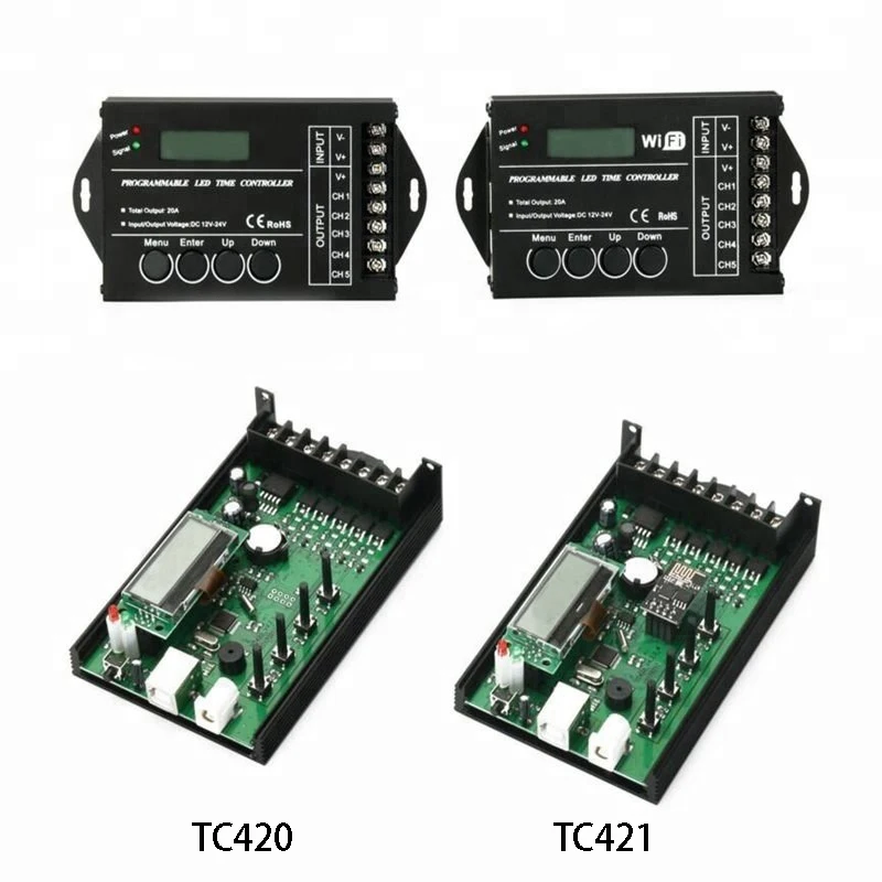 TC420 TC421 TC423 программируемый по времени RGB светодиодный диммер 5 канальный общий