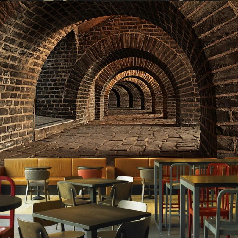 Beibehang-3D-underground-tunnel-channel-KTV-restaurant-wall-custom-large-mural-wallpaper-papel-de-parede-para (1)