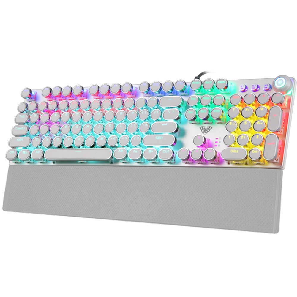 Механическая клавиатура для игр белая панк 104 клавиши компьютерная ноутбука