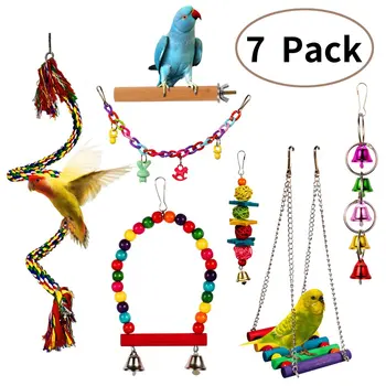 7 Pcs/set Bird Parrot Swing Toy Hanging Bell Ladders Climbing Chewing Hanging Toy Bird Accessories Birds Toys
7 Pcs/set Bird Parrot Swing Toy Hanging Bell Ladders Climbing Chewing Hanging Toy Bird Accessories Birds Toys