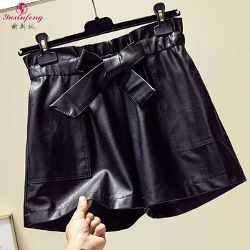 Autumn Plus Size Faux Leather Pants Women Elastic Waist Belted Loose Wide Leg Pu Leather Shorts Female Casual Short Pants Black
Autumn Plus Size Faux Leather Pants Women Elastic Waist Belted Loose Wide Leg Pu Leather Shorts Female Casual Short Pants Black