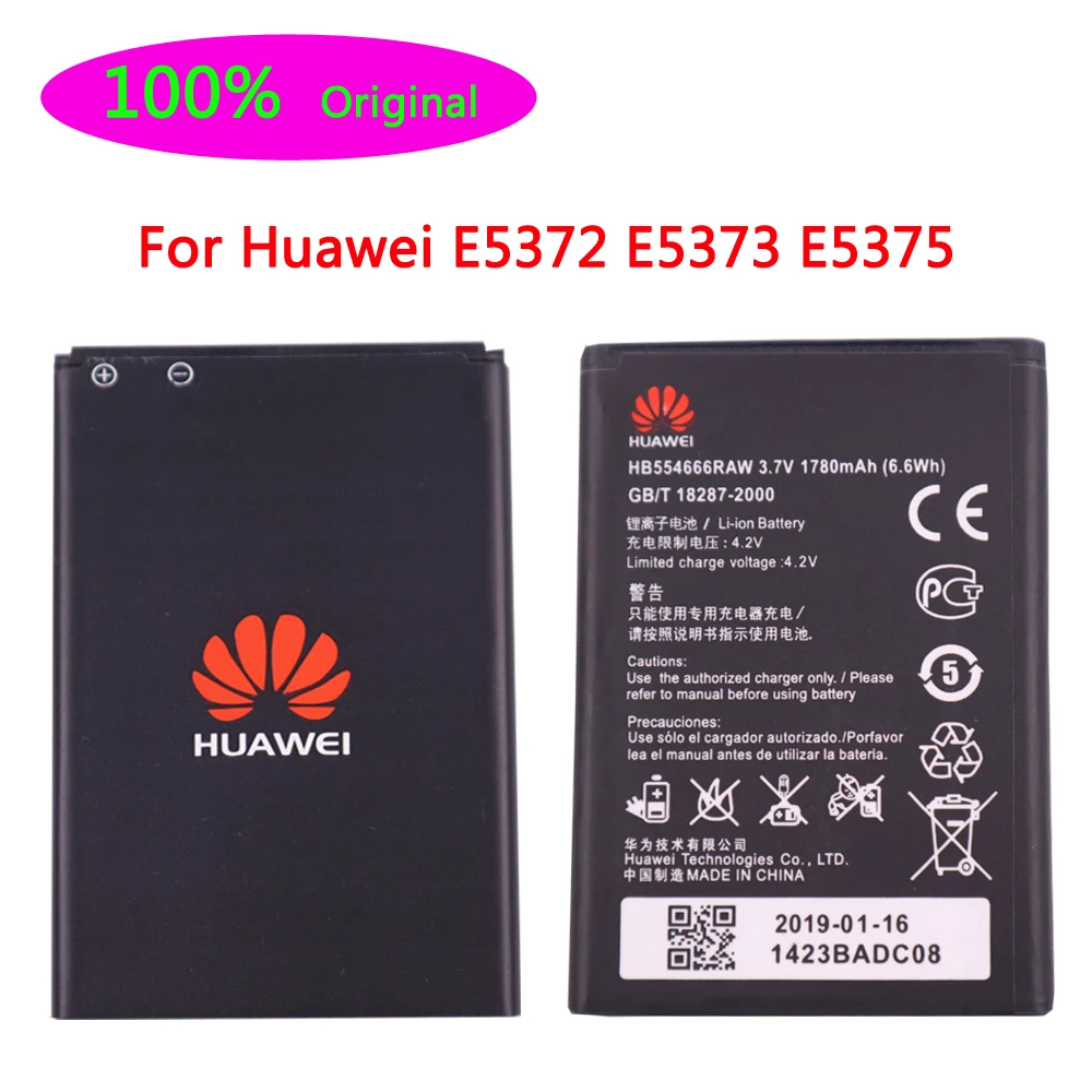 100% Original Battery HB554666RAW 1780mAh For Huawei 4G Lte WIFI Router E5372 E5373 E5375 EC5377 E5330 Replacement Phone battery
100% Original Battery HB554666RAW 1780mAh For Huawei 4G Lte WIFI Router E5372 E5373 E5375 EC5377 E5330 Replacement Phone battery