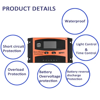 12V 24V Modern LCD Display Circuit Protection Solar Charge Controller 30A 40A 50A 60A Intelligent Practical Easy Operate Home
12V 24V Modern LCD Display Circuit Protection Solar Charge Controller 30A 40A 50A 60A Intelligent Practical Easy Operate Home