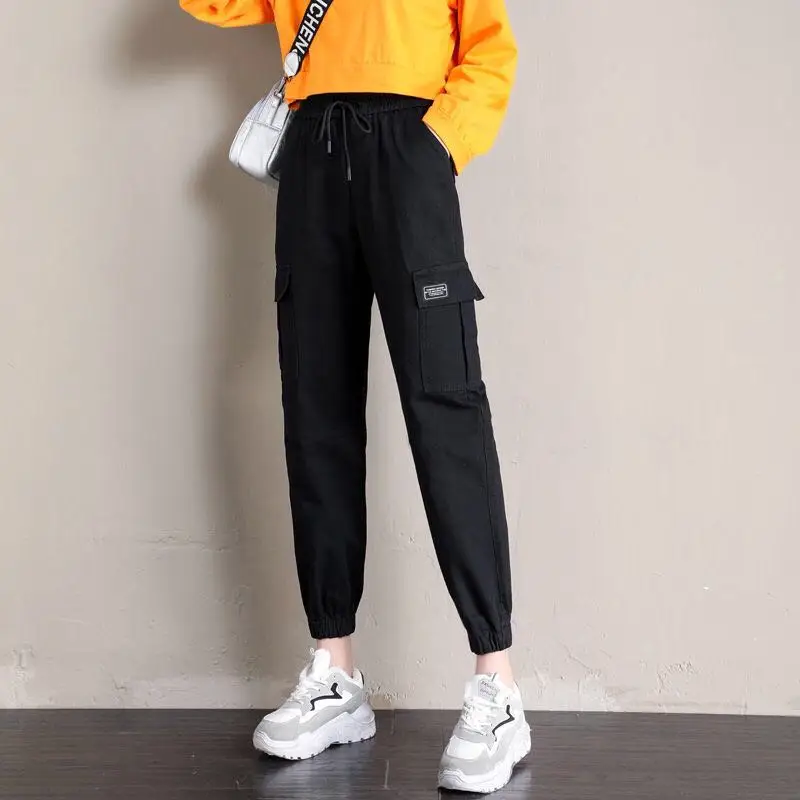 Women Pockets Patchwork Cargo Pants Black High Waist Trousers Women Streetwear Pleated Pencil Pants 
Women Pockets Patchwork Cargo Pants Black High Waist Trousers Women Streetwear Pleated Pencil Pants