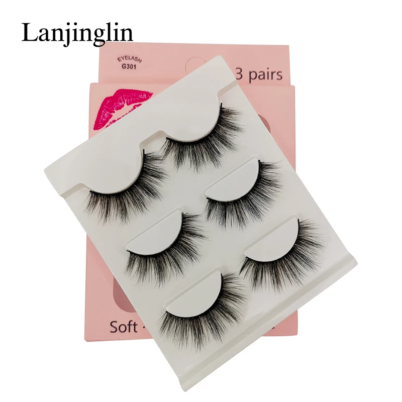 Faux Cils 3 Pairs False Eyelashes Soft Natural Long Wispy Fluffy 3D Mink Lashes Handmade Makeup Tool Extension Fake Eye Lashes 45 Hb3f7db0bbff5489887298908cdfdf263v