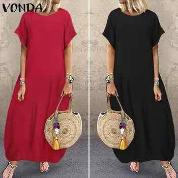 VONDA 2020 Loose Dress Women Casual Short Sleeve Solid Color Party Vestidos Femme Beach Sundress S-5XL Plus Size Elegant Robe
VONDA 2020 Loose Dress Women Casual Short Sleeve Solid Color Party Vestidos Femme Beach Sundress S-5XL Plus Size Elegant Robe