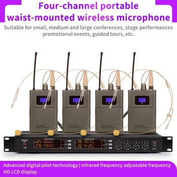 Four channel portable waist type wireless microphone for small, medium and large conference stage performance and entertainment
Four channel portable waist type wireless microphone for small, medium and large conference stage performance and entertainment