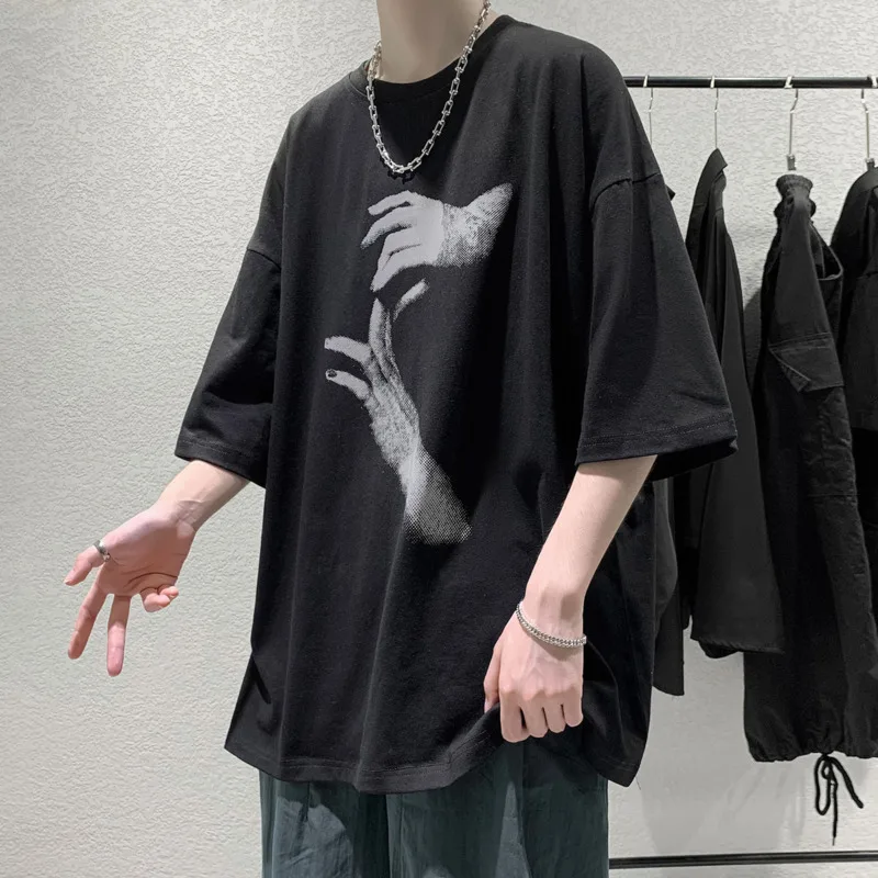 Summer T Shirt Men's Fashion Printing Casual O-neck Cotton T-shirt Men Streetwear Wild Loose Korean Short-sleeved Tshirt Mens 
Summer T Shirt Men's Fashion Printing Casual O-neck Cotton T-shirt Men Streetwear Wild Loose Korean Short-sleeved Tshirt Mens