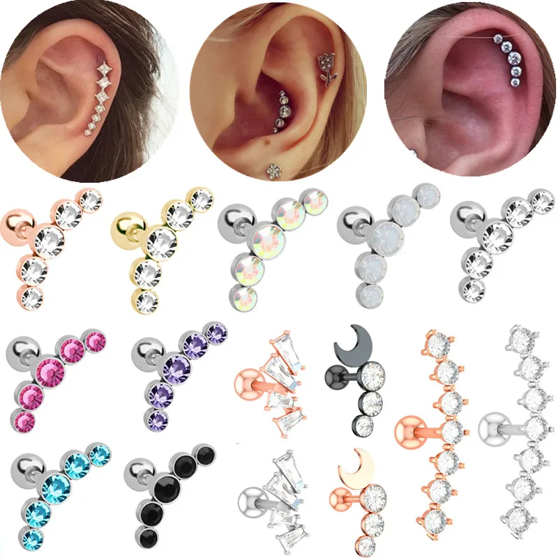 Crystal Cartilage Helix Tragus Stud Earrings Flower Conch Piercing Earring Moon Tragus Piercing Earring Helix Zircon Ear Stud
Crystal Cartilage Helix Tragus Stud Earrings Flower Conch Piercing Earring Moon Tragus Piercing Earring Helix Zircon Ear Stud
