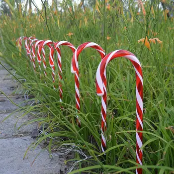 

10pcs Candy Cane Stake Lights Christmas LED Lights Light Outside Garden Markers Yard Sign Outdoor Lawn Christmas Pathway Markers