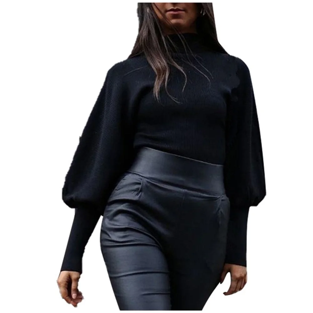 Casual Solid High-necked Long Lantern Sleeve Sweater Tops Sweaters Trend Black Turtleneck Sweaters Autumn Winter New Fashion
Casual Solid High-necked Long Lantern Sleeve Sweater Tops Sweaters Trend Black Turtleneck Sweaters Autumn Winter New Fashion