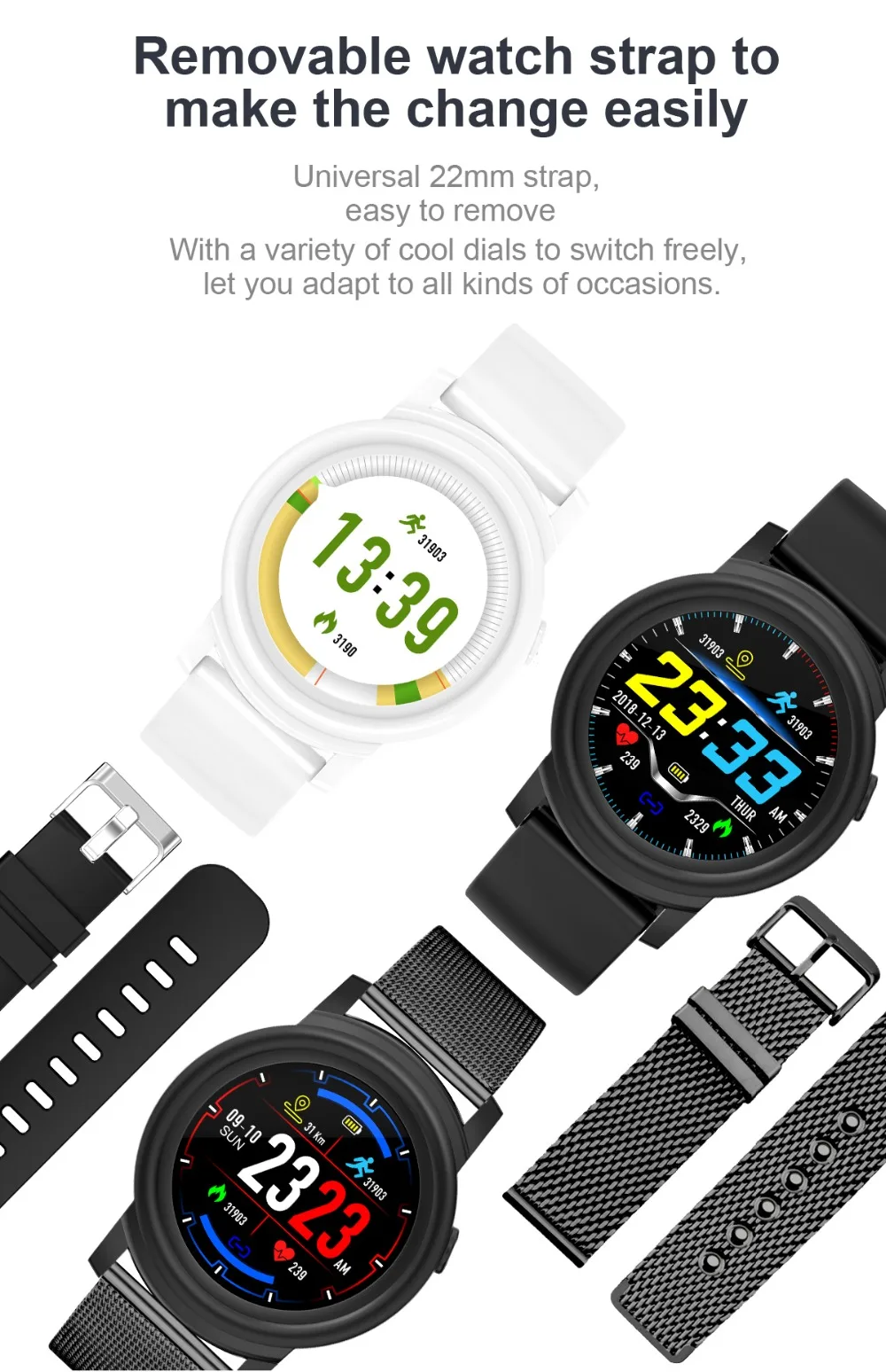 Men Smart Watch Women IP67 Waterproof Heart Rate Monitor Wristwatch Sport Pedometer Fitness Tracker Smartwatch for Android IOS   (3)