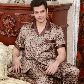Silk Pajamas For Mens Summer Set Satin Suit For House Men Vintage Printed Lounge Wear Set Garden Long Sleeves Mens Sleepwear Kit 
Silk Pajamas For Mens Summer Set Satin Suit For House Men Vintage Printed Lounge Wear Set Garden Long Sleeves Mens Sleepwear Kit