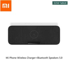 Xiao mi 2in1 mi téléphone chargeur sans fil + haut-parleurs Bluetooth 5.0 Charge rapide mi 10, mi 10 Pro, iPhone 11 Samsung S10 USB 30W MAX Xio mi(China)