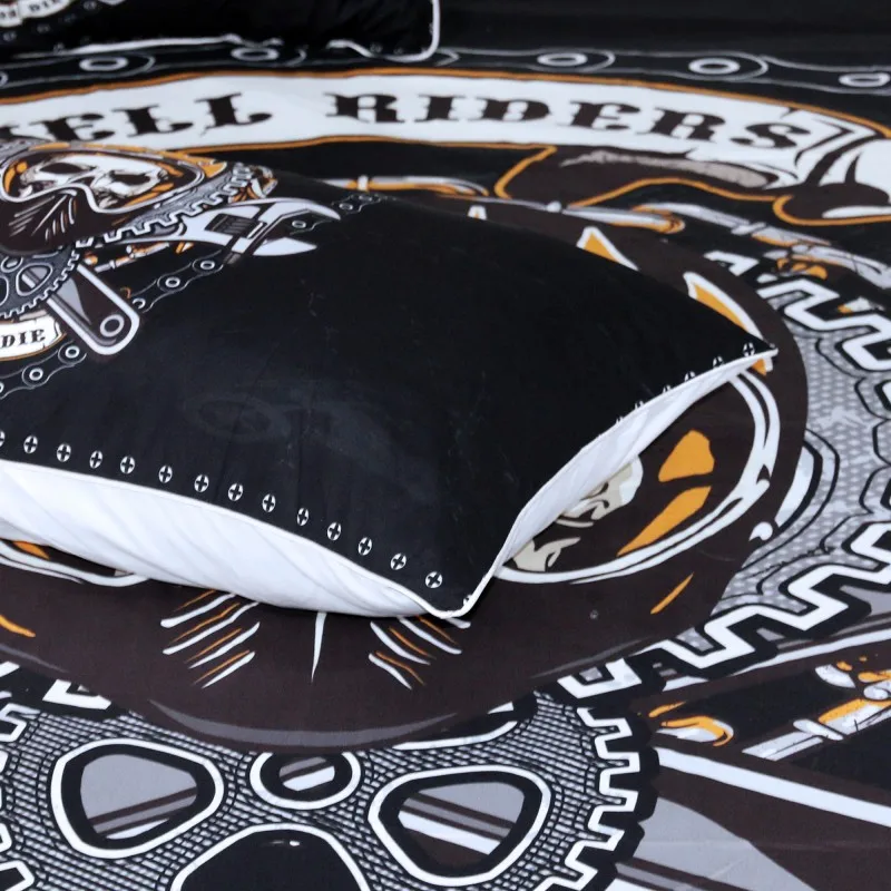 Waliicorners Bedclothes Duvet cover set Bedding set Gear Wheel Skull Skeleton Black Death's-head 11 Hb408f3a86f7b47f08c12e674a22f0fe6H