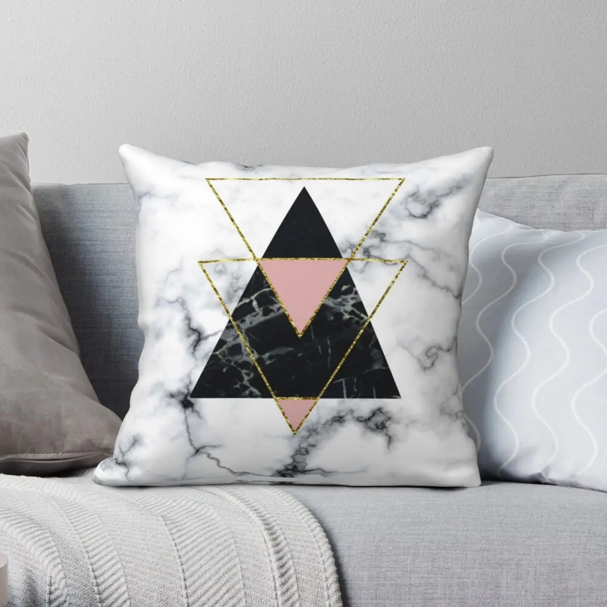 

Geo Glam Marble Square Pillowcase Polyester Linen Velvet Printed Zip Decor Pillow Case Car Cushion Cover