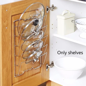 

Save Space Anti-fall Pot Covers Holding Pan Lid Holder Durable Drying Clean Storage Rack Easy Install Kitchen Accessories Metal