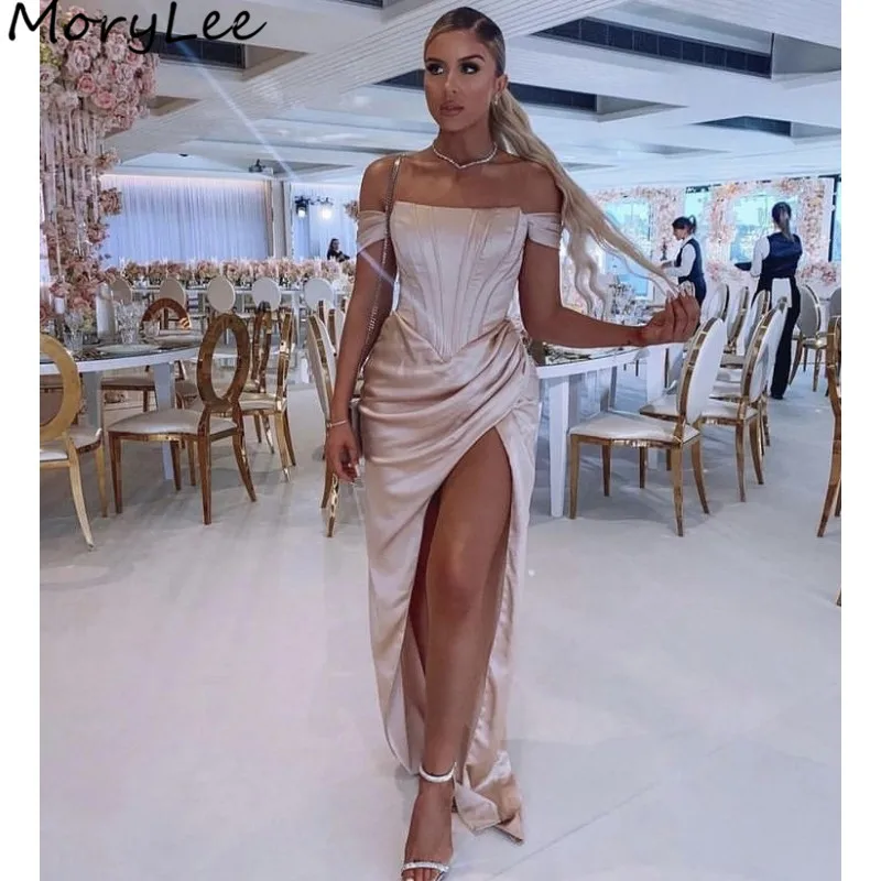 Prom Dresses Scoop Sleeveless A-Line Side Slit Silk Satin Pleated Prom Dresses With Zipper Back vestidos de fiesta de noche
Prom Dresses Scoop Sleeveless A-Line Side Slit Silk Satin Pleated Prom Dresses With Zipper Back vestidos de fiesta de noche