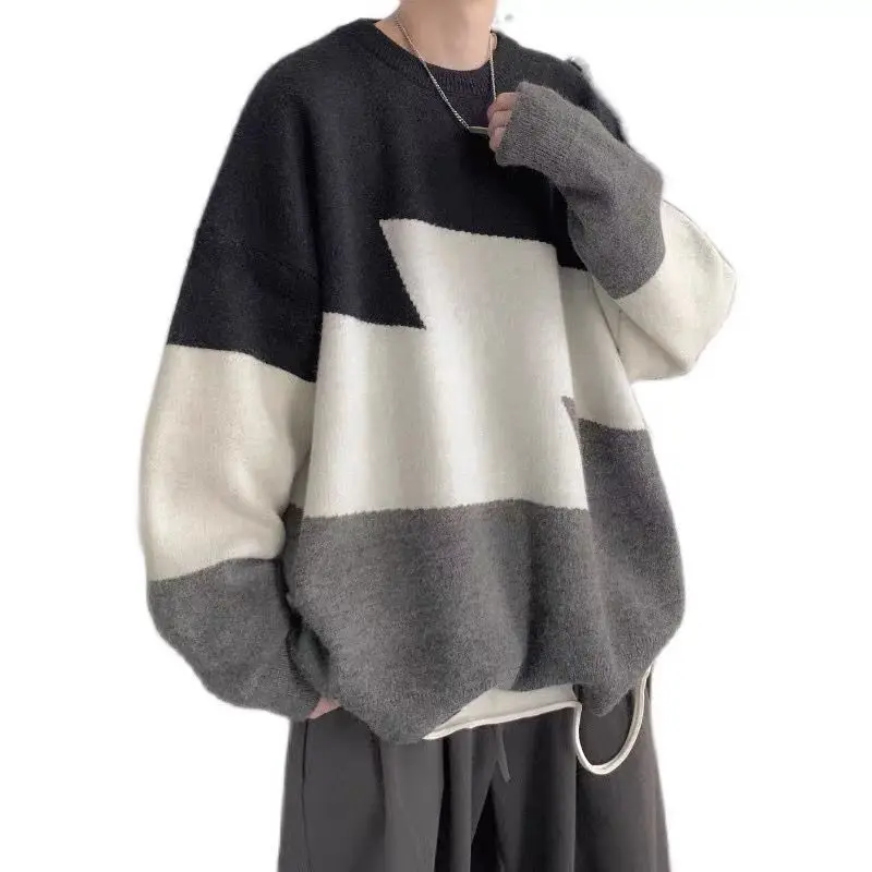 2021 autumn and winter sweater men's new trend color matching student round neck lazy wind couple loose sweater coat
2021 autumn and winter sweater men's new trend color matching student round neck lazy wind couple loose sweater coat