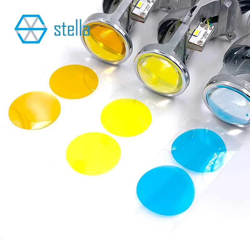 3 pairs PVC 3000K 4300k 8000k golden/warm white/blue transparent lens sticker for H4/H7 mini lens projector bulb 22mm/32mm