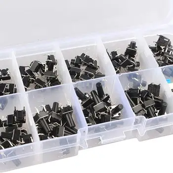 100pcs Tactile Push Button Switch Momentary Tact Assortment Box Kit Sensor Module Electronic DIY Kit
100pcs Tactile Push Button Switch Momentary Tact Assortment Box Kit Sensor Module Electronic DIY Kit