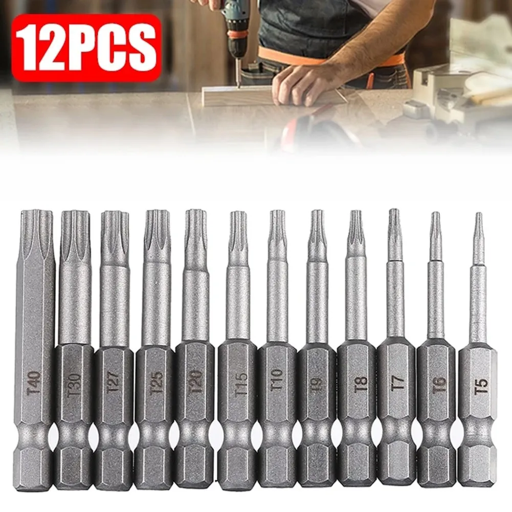 

Torx Screwdriver Bit 12pcs 50mm Magnetic Torx Screwdriver Bits Set 1/4\" Electric Screwdriver T5-T40 Torx Screwdriver Bit