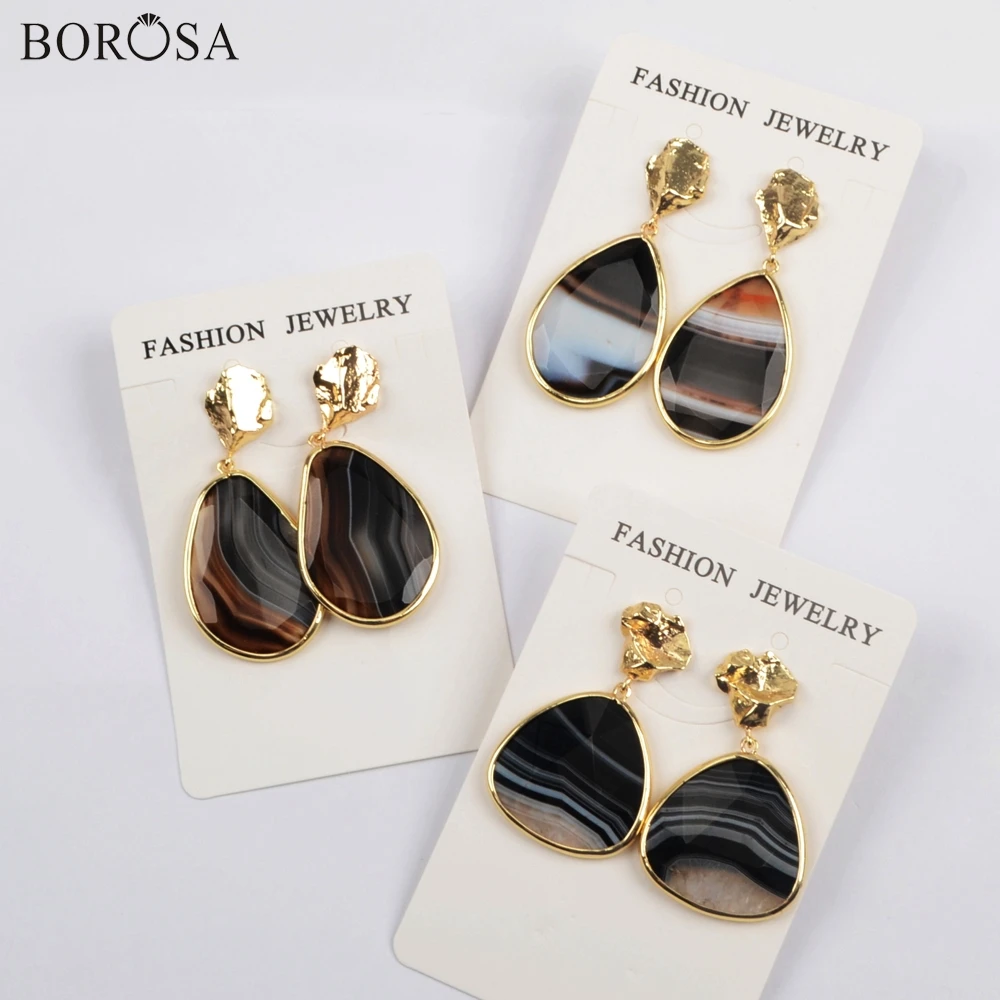 BOROSA Design 5Pairs Gold/Silver Plating Bezel Freefrom Shape Natural Onyx Agates Drop Earring Mixed Colors Lady Earrings WX1178
BOROSA Design 5Pairs Gold/Silver Plating Bezel Freefrom Shape Natural Onyx Agates Drop Earring Mixed Colors Lady Earrings WX1178
