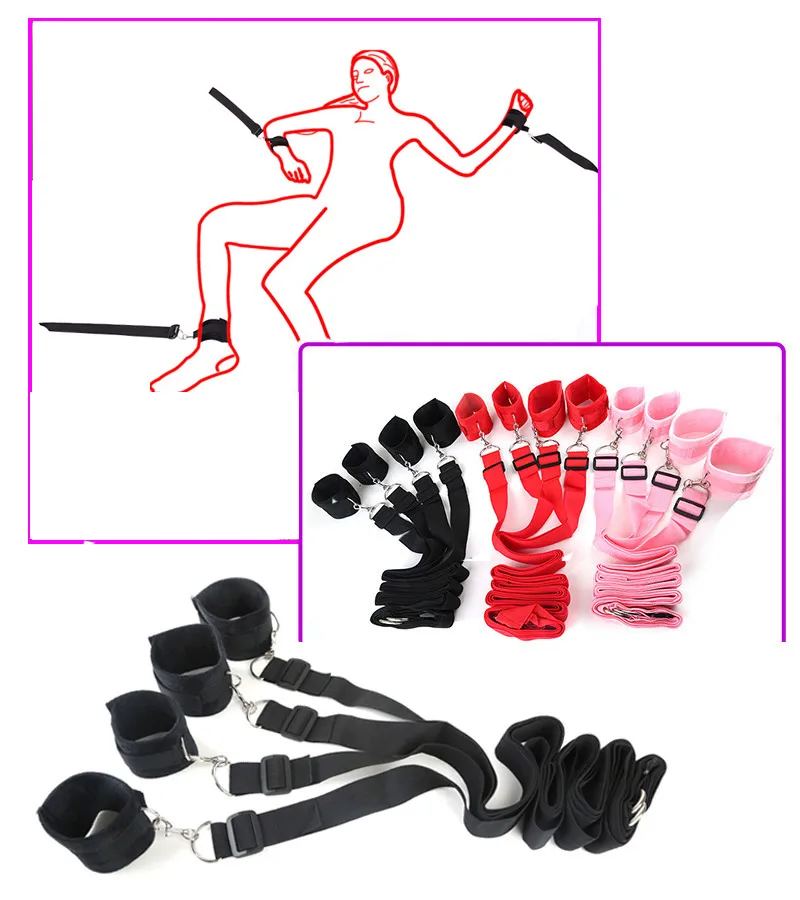 Soft Plush Sex Bed Strap BDSM Bondage Restraint Handcuffs& Ankle Cuffs Kit On Toys For Woman Couples Adult Game | Красота и
