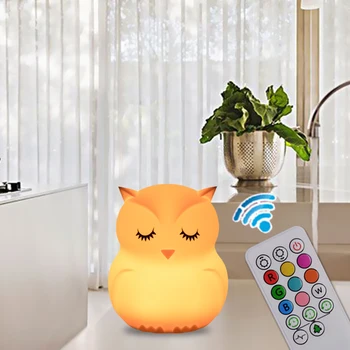 Owl LED Night Light Touch Sensor Remote Control 9 Colors Dimmable Timer USB Rechargeable Silicone Bedside Lamp for Children Baby
Owl LED Night Light Touch Sensor Remote Control 9 Colors Dimmable Timer USB Rechargeable Silicone Bedside Lamp for Children Baby