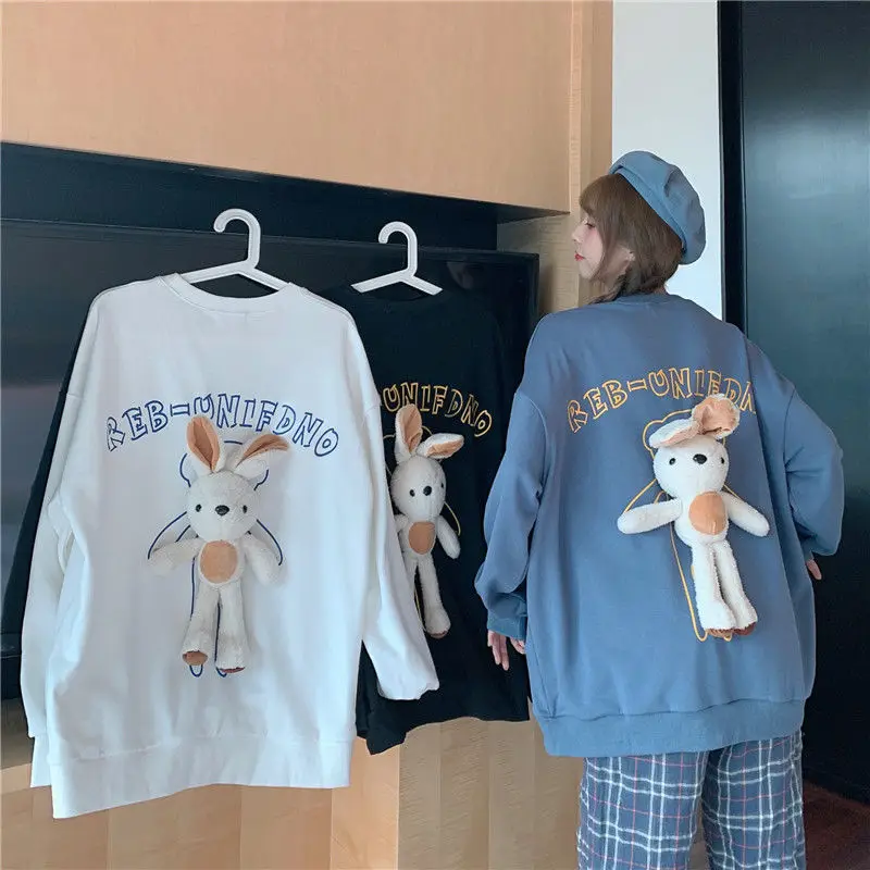 2020 Autumn New Back Rabbit Doll Women Sweatshirts O Neck Fashion Lady Long Pullovers Tops Black White Blue Free Shipping
2020 Autumn New Back Rabbit Doll Women Sweatshirts O Neck Fashion Lady Long Pullovers Tops Black White Blue Free Shipping