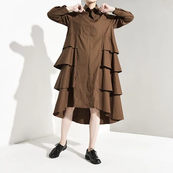 LANMREM Women Multilayer Stitch Long Cake Shirt Dress New Lapel Long Sleeve Loose Fit Fashion Tide Spring Autumn 2020 S01103 
LANMREM Women Multilayer Stitch Long Cake Shirt Dress New Lapel Long Sleeve Loose Fit Fashion Tide Spring Autumn 2020 S01103
