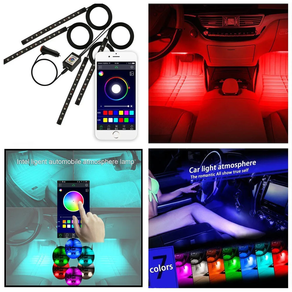 kongyide car light 4x 12 LED Car Atmosphere RGB Phone App Music Control Strip Lights Interior Kit car Decorative light
kongyide car light 4x 12 LED Car Atmosphere RGB Phone App Music Control Strip Lights Interior Kit car Decorative light