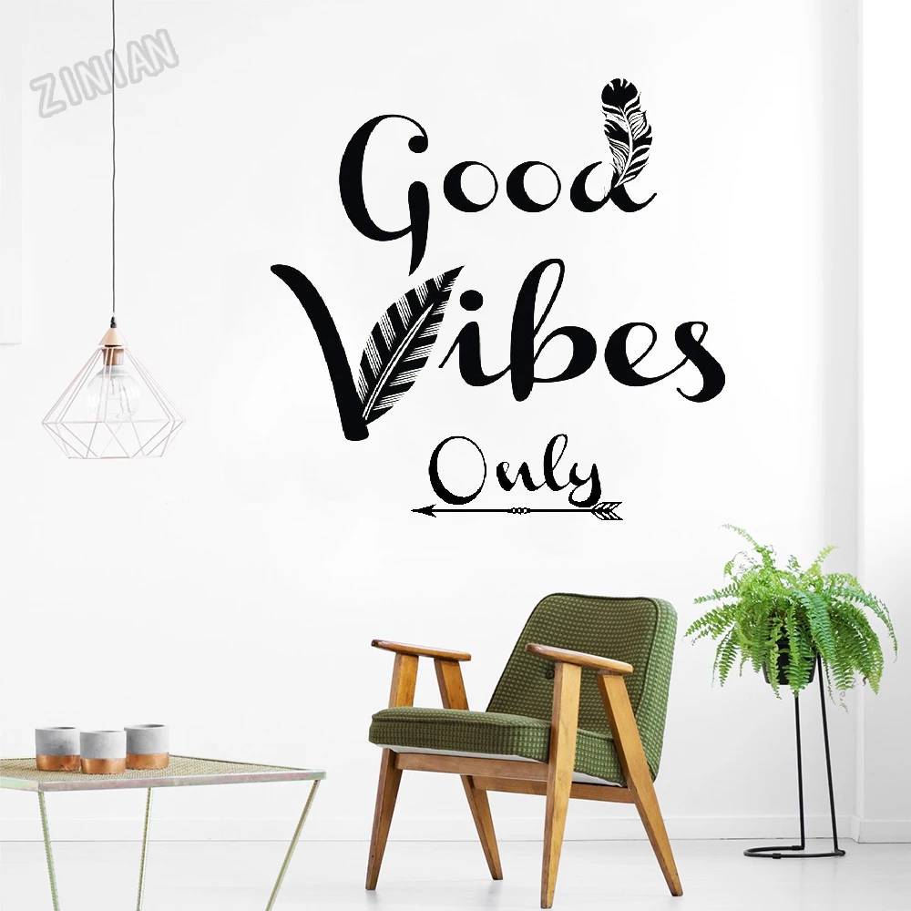 Настенные наклейки Good Vibes виниловые с перьями и стрелками для домашнего декора
