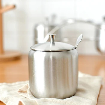 Household Storage Small Silver Salt Coffee Seasoning Jar With Lid Spoon Condiment Pot Durable Stainless Steel Sugar Bowl Kitchen
Household Storage Small Silver Salt Coffee Seasoning Jar With Lid Spoon Condiment Pot Durable Stainless Steel Sugar Bowl Kitchen