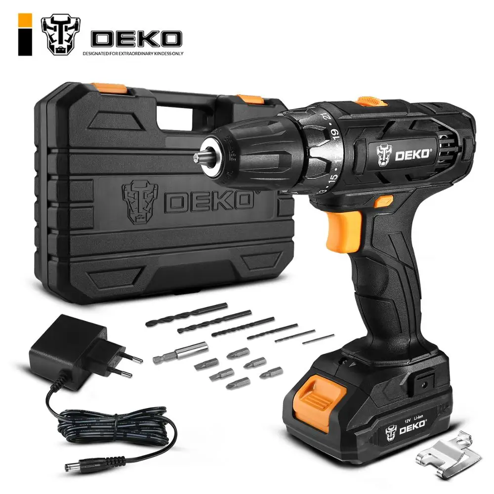 DEKO GCD12DU4 12V Max Electric Screwdriver Cordless Drill Mini Wireless Power Driver DC Lithium-Ion Battery 2-Speed With BMC Box
DEKO GCD12DU4 12V Max Electric Screwdriver Cordless Drill Mini Wireless Power Driver DC Lithium-Ion Battery 2-Speed With BMC Box