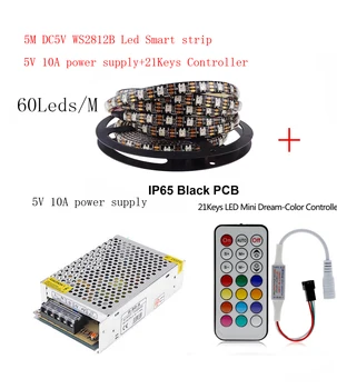 5m DC5V WS2812B Led Strip 60 pixels/leds/m WS2812 IC Smart 5050 RGB led Strip light+5V LED Power Supply + LED Controller
5m DC5V WS2812B Led Strip 60 pixels/leds/m WS2812 IC Smart 5050 RGB led Strip light+5V LED Power Supply + LED Controller