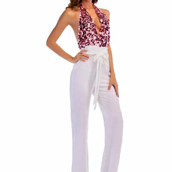 2020 spring and summer women's sequins sexy halter jumpsuit new white bodysuit overalls pink bodysuit Jumpsuits Regular
2020 spring and summer women's sequins sexy halter jumpsuit new white bodysuit overalls pink bodysuit Jumpsuits Regular