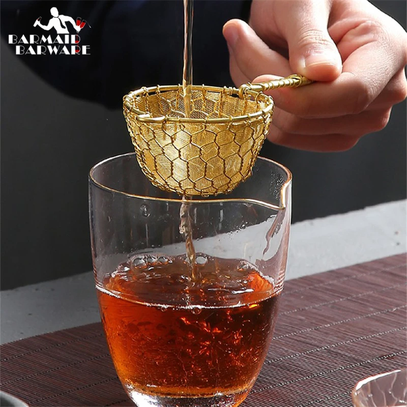 1pcs Fine Copper Bar Cocktail Strainer Handcrat Conical Sieve Great For Removing Bit From Juice Julep | Дом и сад