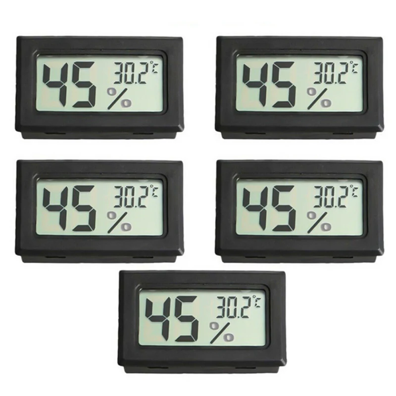 

5 pcs Mini Digital LCD Hygrometer Temperature Tester -50~60 Degree Humidity Meter Thermometer with LR44 Button Battery